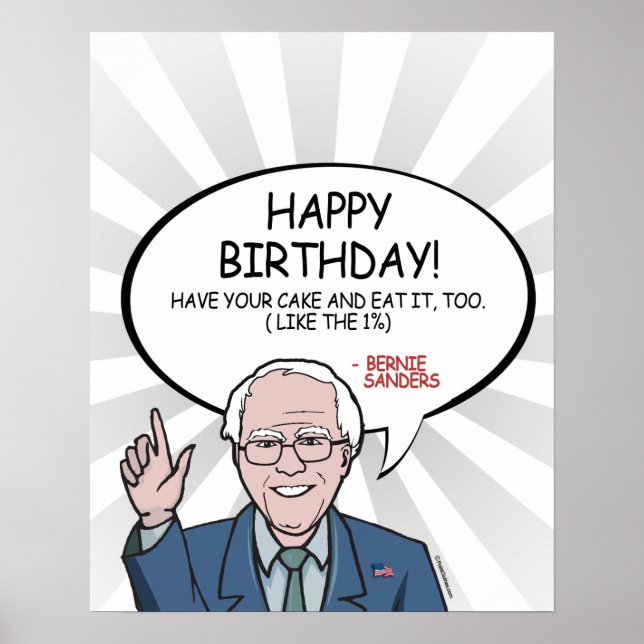 Bernie Sanders Greeting - Happy Birthday -.png Poster (Front)