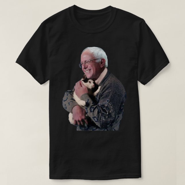 Bernie Sanders Hugging Cat Shirt Cute Animal Lover (Design Front)