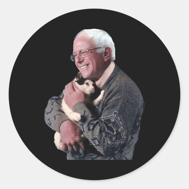 Bernie Sanders Hugging Cat Shirt Cute Animal Lover Classic Round Sticker (Front)