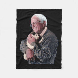 Bernie Sanders Hugging Cat Shirt Cute Animal Lover Fleece Blanket