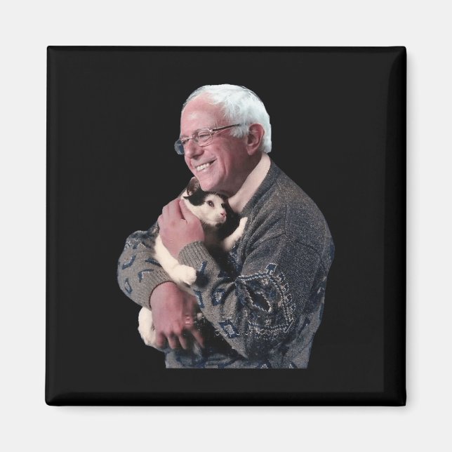 Bernie Sanders Hugging Cat Shirt Cute Animal Lover Magnet (Front)