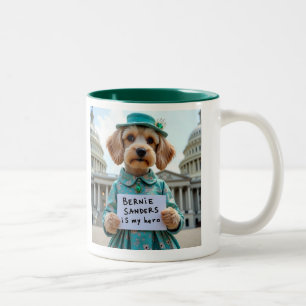 Bernie Sanders Is MY hero  Cute Dog  Two-Tone Coffee Mug