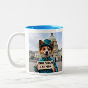 Bernie Sanders Is MY hero Fox Terrier protester Two-Tone Coffee Mug