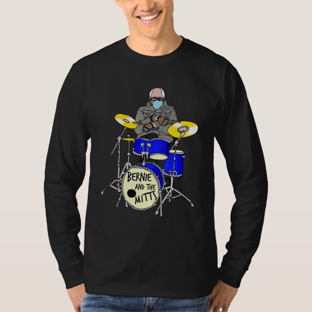 Bernie Sanders Mittens Drumming  Drum Inauguration T-Shirt (Front)