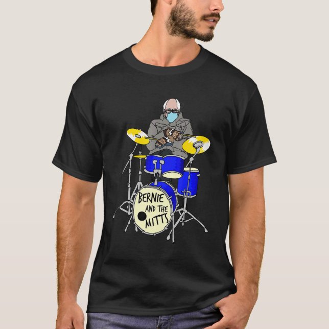 Bernie Sanders Mittens Drumming  Drum Inauguration T-Shirt (Front)
