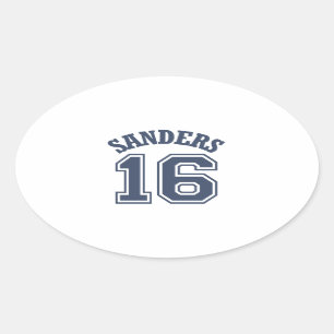 Bernie Sanders Sports Jersey Number 16 Oval Sticker