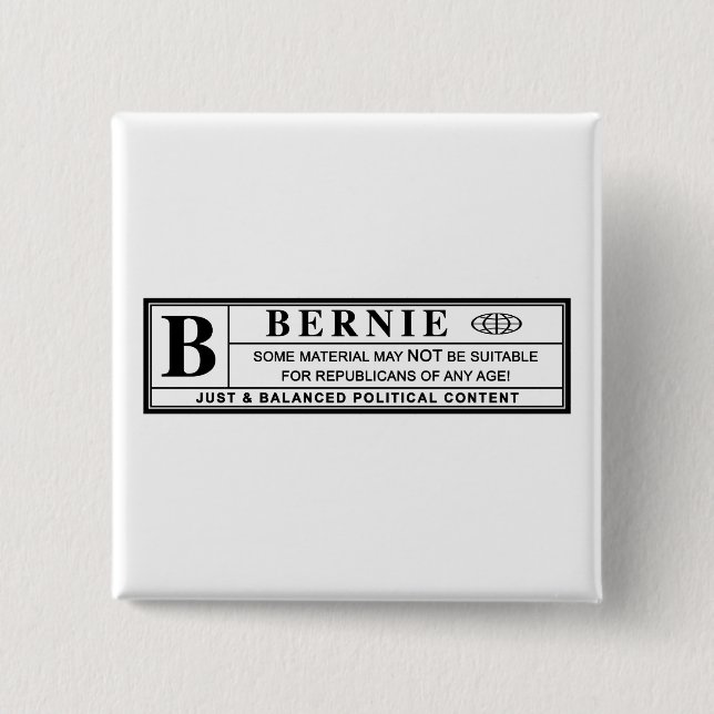Bernie Sanders Warning Label 15 Cm Square Badge (Front)