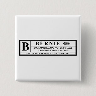 Bernie Sanders Warning Label 15 Cm Square Badge