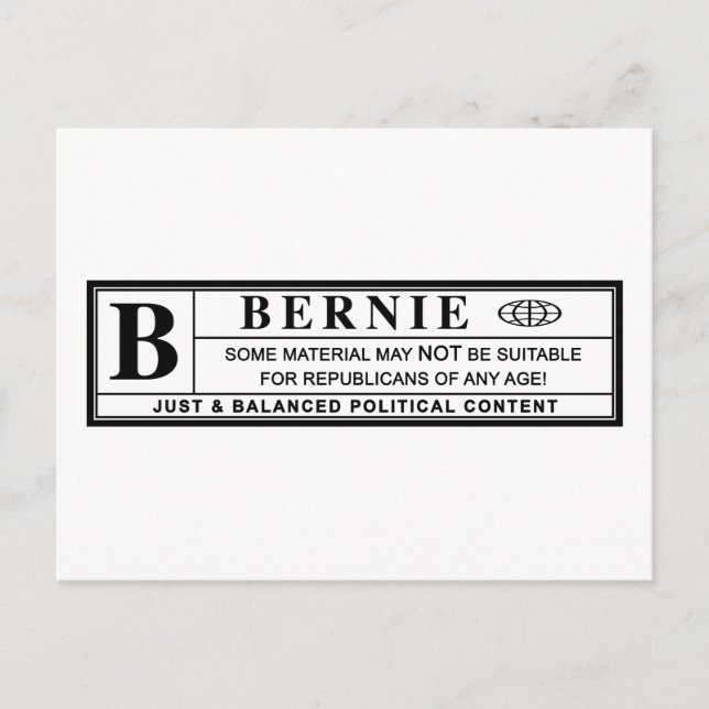 Bernie Sanders Warning Label Postcard (Front)