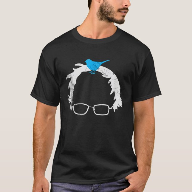 Bernie Sanders Wig Blue Bird Glasses 2020 Election T-Shirt (Front)
