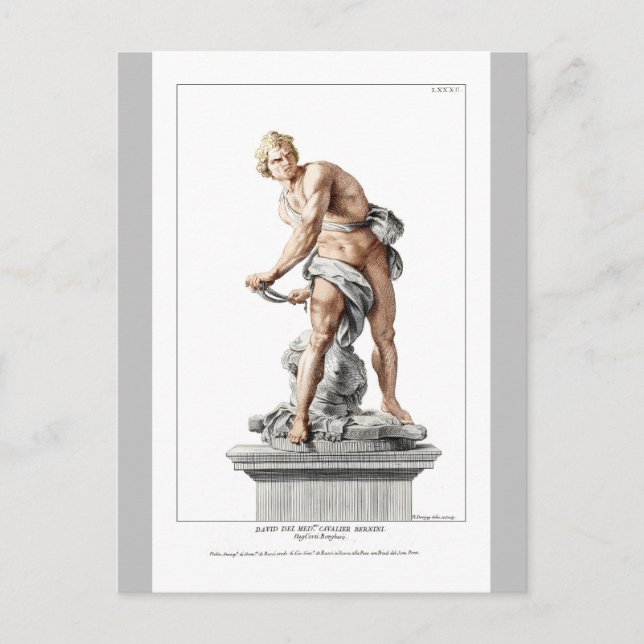 Bernini's David in an engraving by Nicolas Dorigny Postcard (Front)