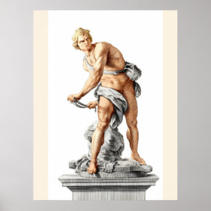 Bernini's David in an engraving by Nicolas Dorigny Poster
