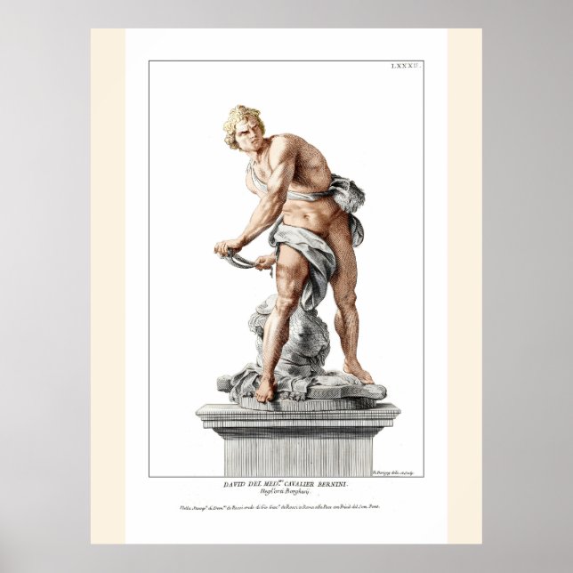 Bernini's David in an engraving by Nicolas Dorigny Poster (Front)
