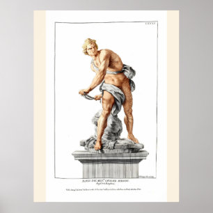 Bernini's David in an engraving by Nicolas Dorigny Poster