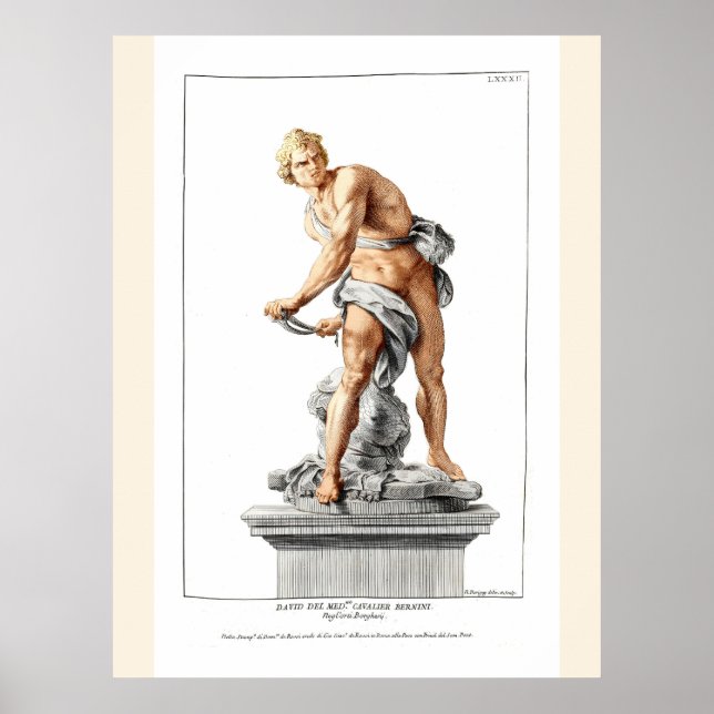 Bernini's David in an engraving by Nicolas Dorigny Poster (Front)