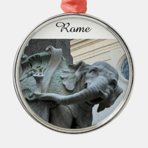 Bernini's Elephant and Obelisk - Rome Italy Metal Tree Decoration