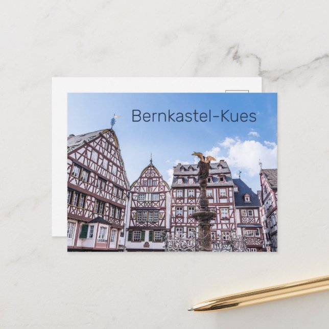 Bernkastel-Kues Historic Facades Germany Souvenir Holiday Postcard (Front/Back In Situ)