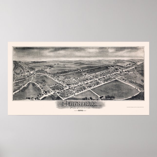 Bernville, PA Panoramic Map - 1898 Poster (Front)