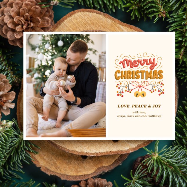 Berries and Bells Christmas Photo Holiday Card (Creator Uploaded)