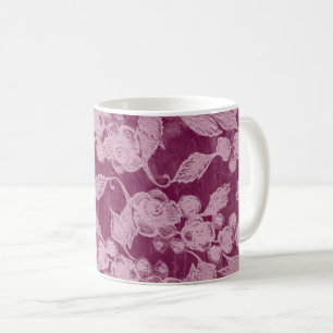 Berries and Blossoms Purple Floral Pattern Coffee Mug