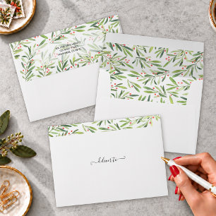 Berries and Branch Christmas Holiday 5x7 Envelope