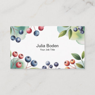 Berries and Branches Watercolor Fruit Business Card