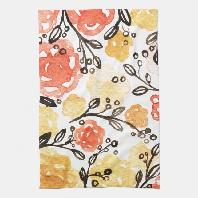 Berries and Floral Tea Towel (Vertical)