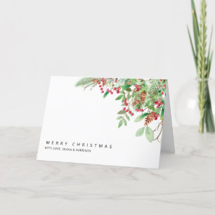  Berries and Greenery Christmas Holiday Card