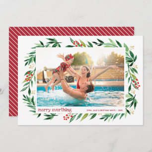 Berries and Greenery Merry Christmas Photo Holiday Card