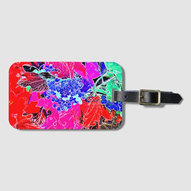BERRIES AND LEAVES LUGGAGE TAG (Front Horizontal)