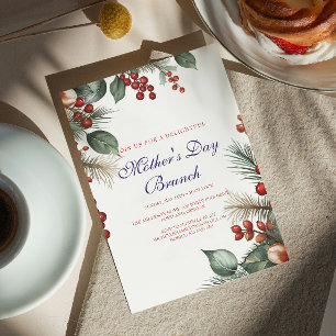 Berries And Leaves Mother's Day Brunch Invitation