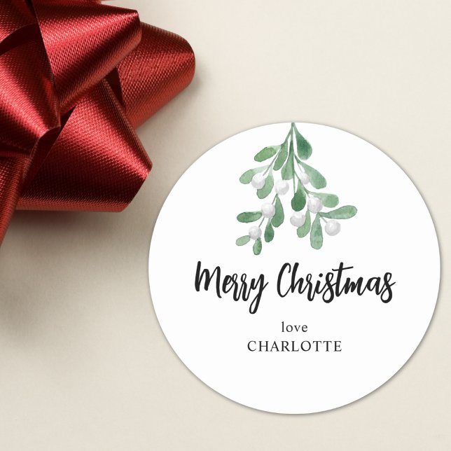 Berries and Leaves Personalised Christmas Classic Round Sticker (Creator Uploaded)