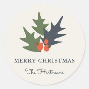 Berries and Leaves Personalised Christmas Stickers