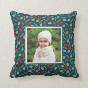 Berries and Pine Custom Photo Pillow