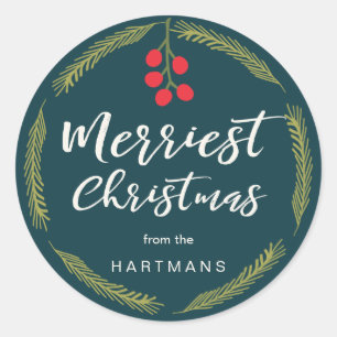 Berries and Pine Personalised Stickers