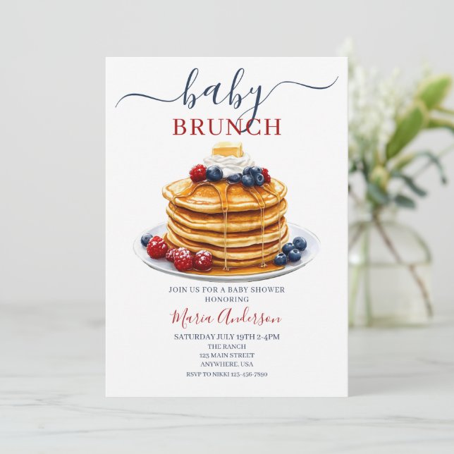 Berries Baby Brunch Baby Shower Invitation (Standing Front)