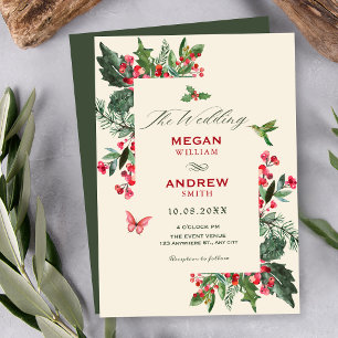 Berries branch floral wedding invitation