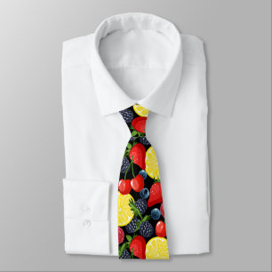 Berries & Citrus Pattern Men’s Necktie