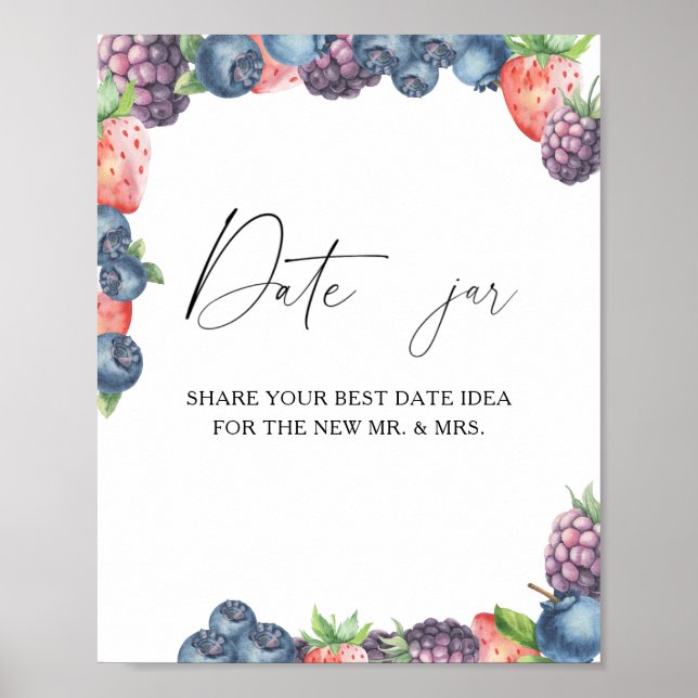 Berries - date night ideas. Date jar bridal game  Poster (Front)