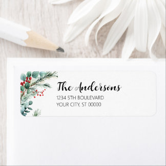 Berries & Eucalyptus Christmas Return Address