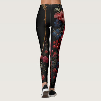 Berries, Flowers, Midnight Sky Leggings