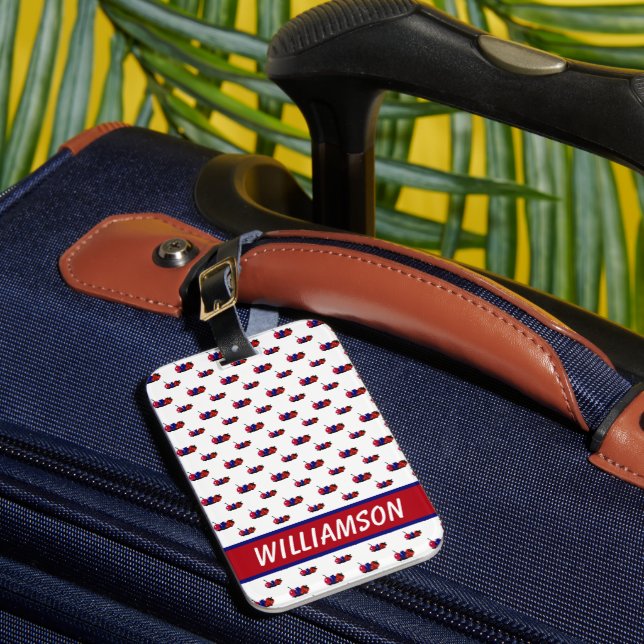Berries Fruit Pattern Red Blue Personalise Luggage Tag (Front Insitu 1)