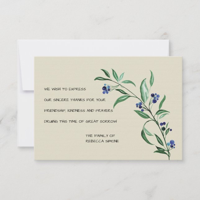 Berries Funeral Thank You Cards (Front)