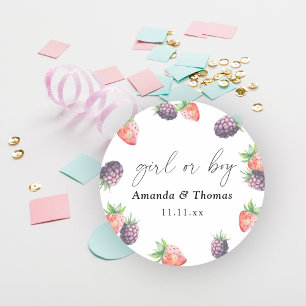 Berries Gender Reveal. Girl or Boy Classic Round Sticker