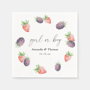 Berries Gender Reveal. Girl or Boy Napkin