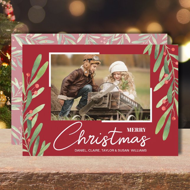 Berries Greenery Christmas Photo Holiday Card (Creator Uploaded)