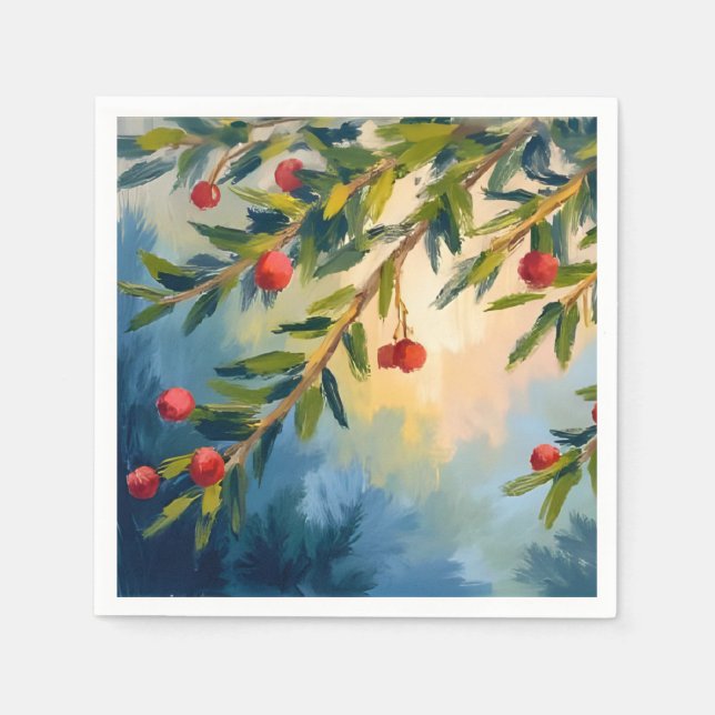 Berries & Greenery | Merry Christmas Napkin (Front)