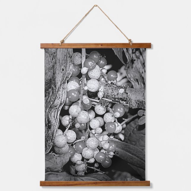 Berries In Black And White Nature  Hanging Tapestry (Front)