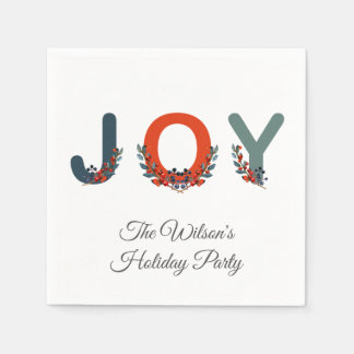Berries Joy Christmas Berries Holiday Party Napkin