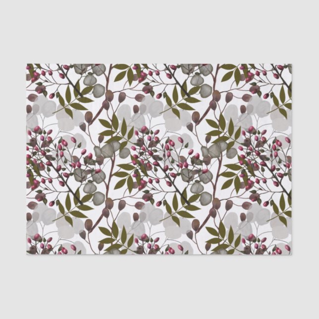 Berries, Leaves and Branches Foliage  Tissue Paper (Front)